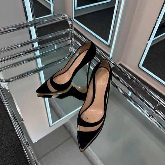 Gianvito Rossi Shoes - Gianvito Rossi suede and mesh pointed toe heel
